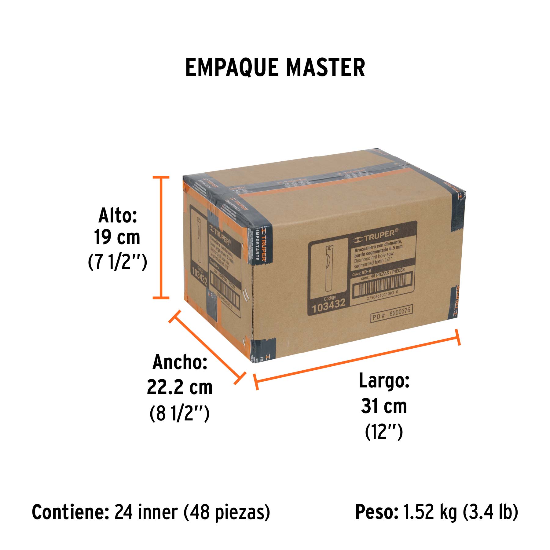 Broca diamantada 6mm (1/4'), TRUPER