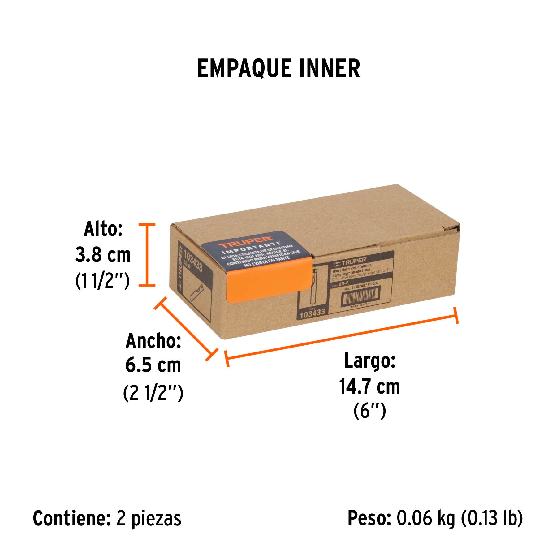 Broca diamantada 8mm (5/16'), TRUPER