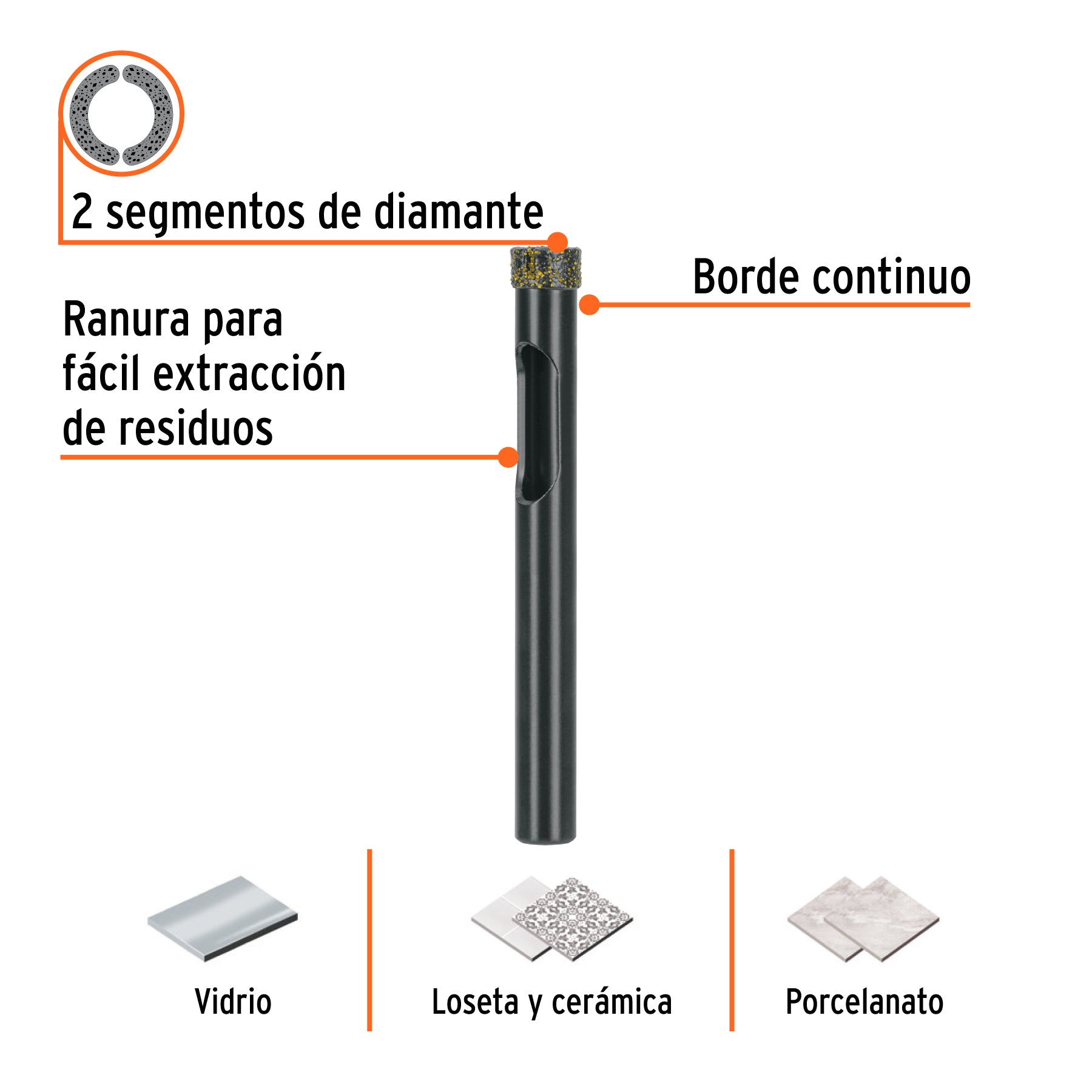 Broca diamantada 8mm (5/16'), TRUPER