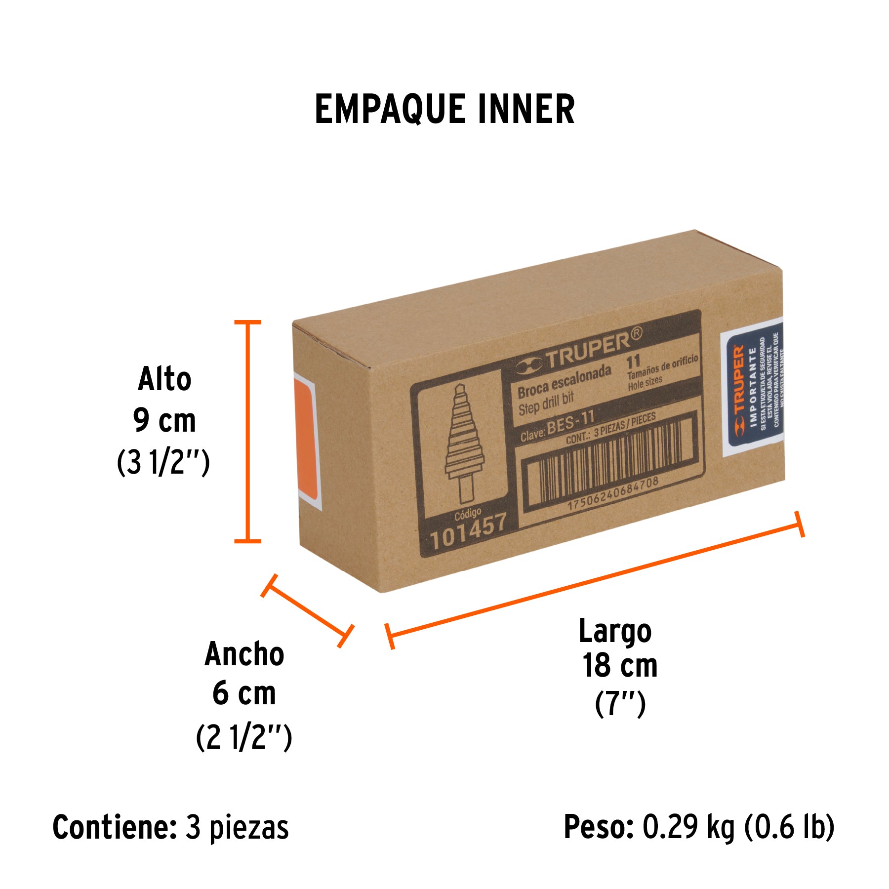 Broca escalonada óxido negro 11 escalones 1/4' a 7/8'