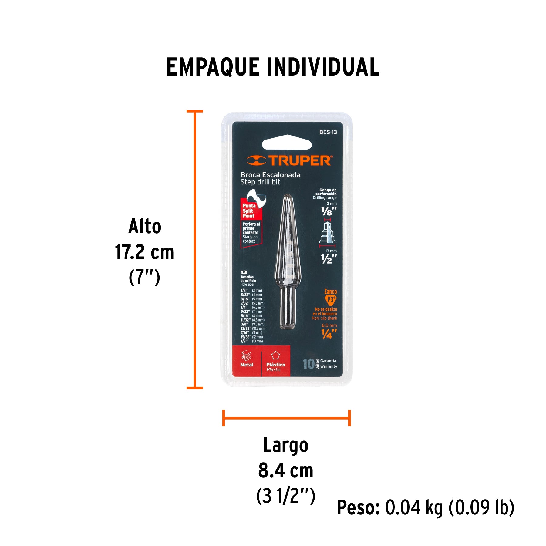 Broca escalonada, 13 escalones