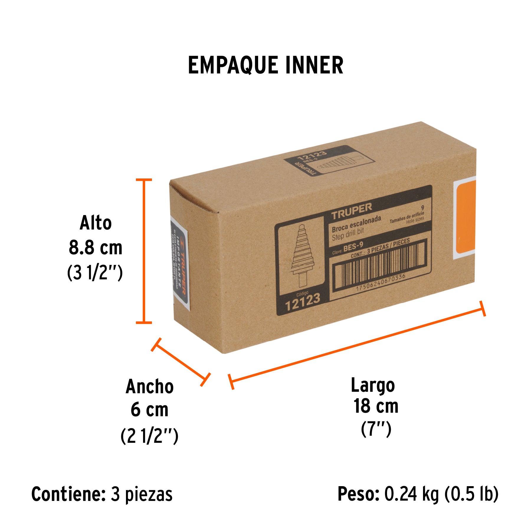 Broca escalonada, 9 escalones