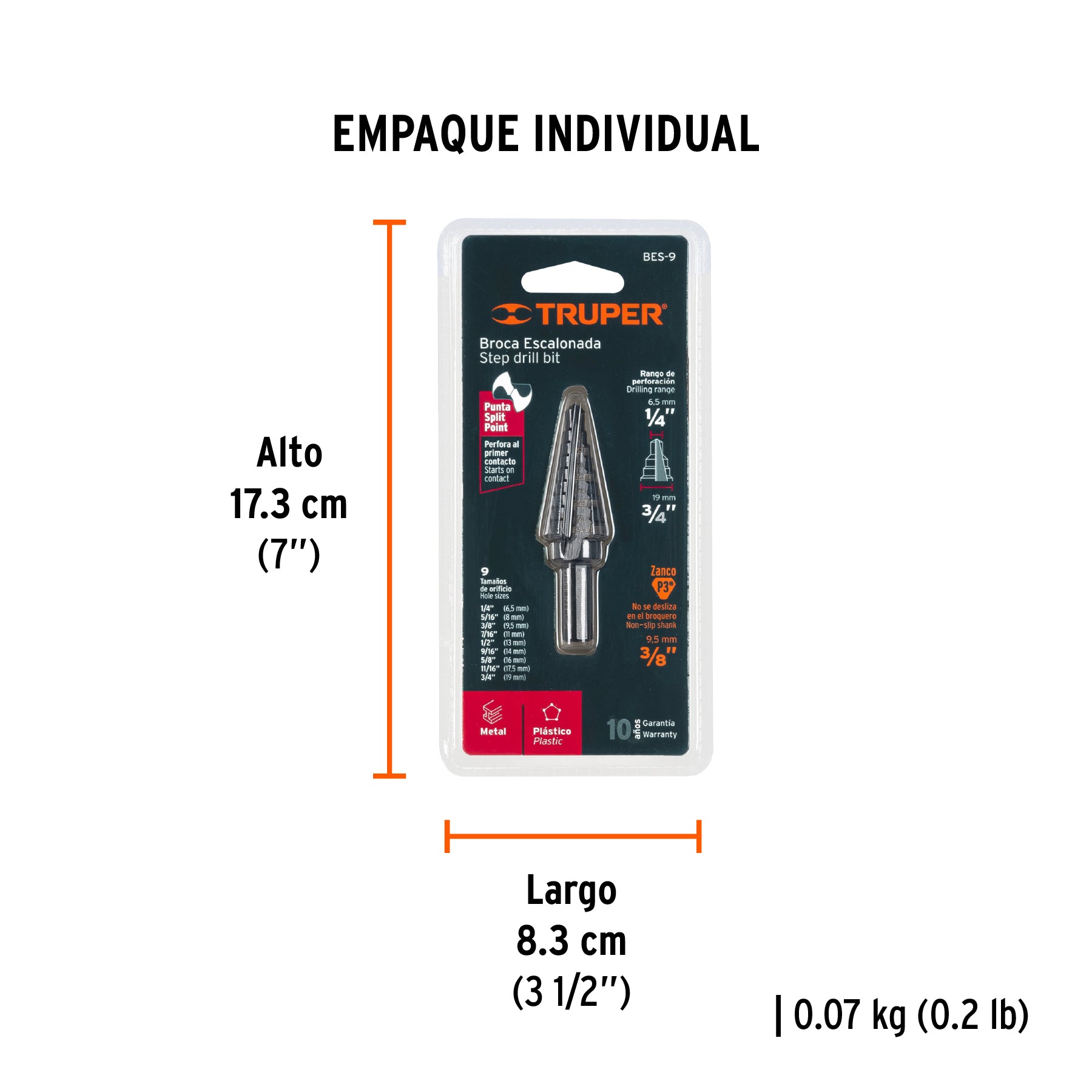 Broca escalonada, 9 escalones