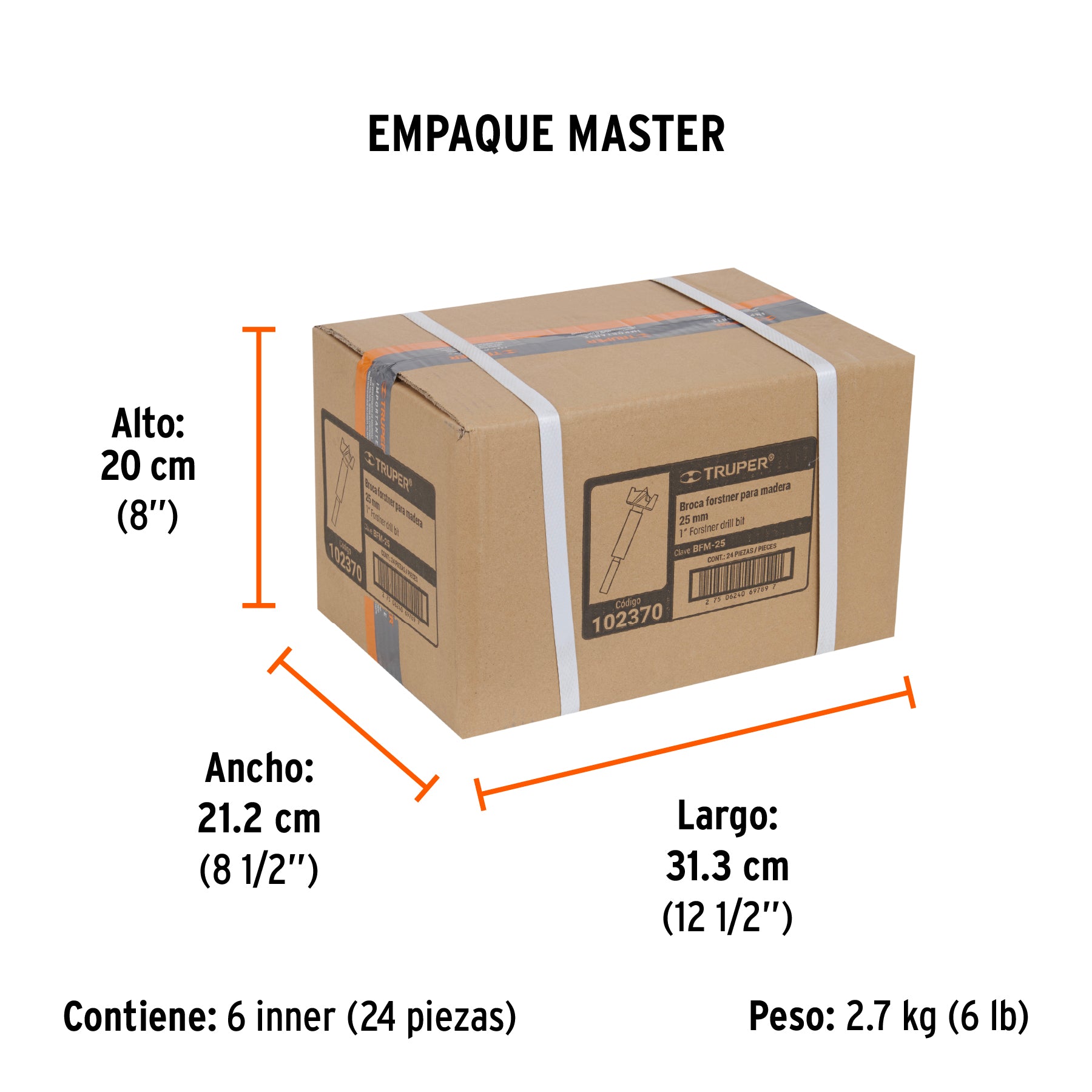 Broca forstner 25 mm para madera, Truper
