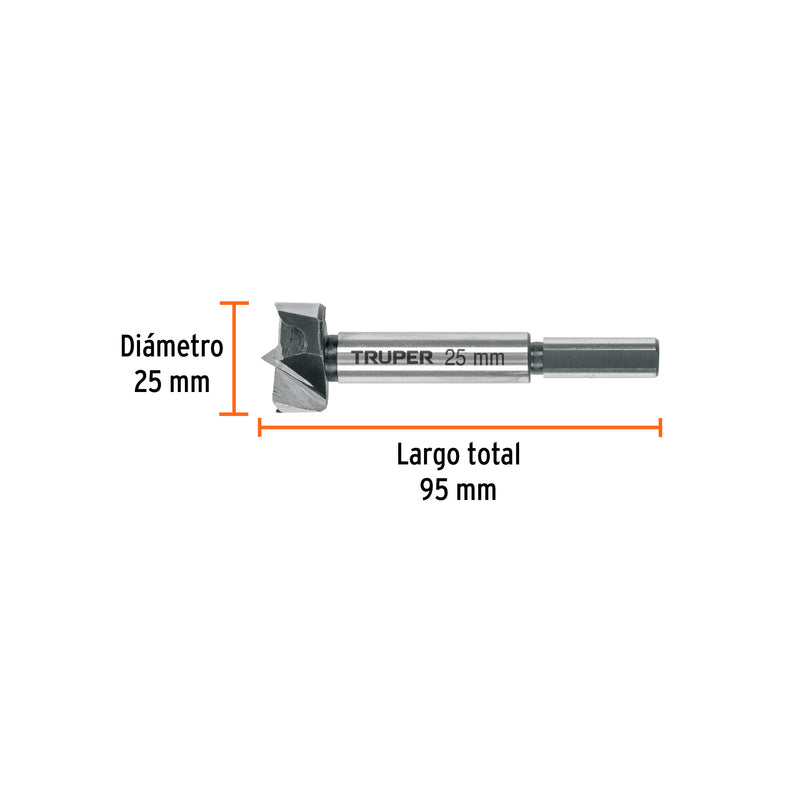 Broca forstner 25 mm para madera, Truper