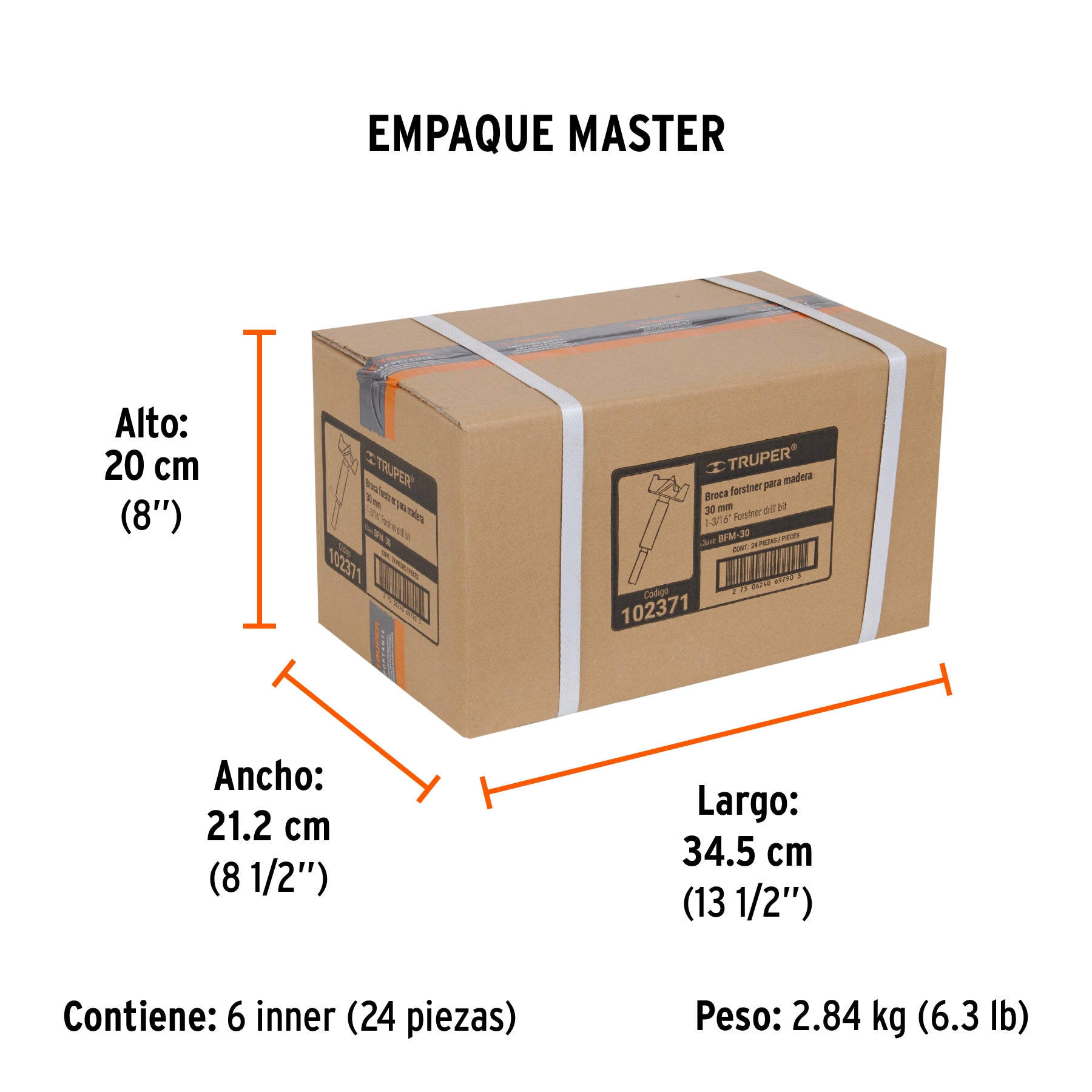 Broca forstner 30 mm para madera, Truper
