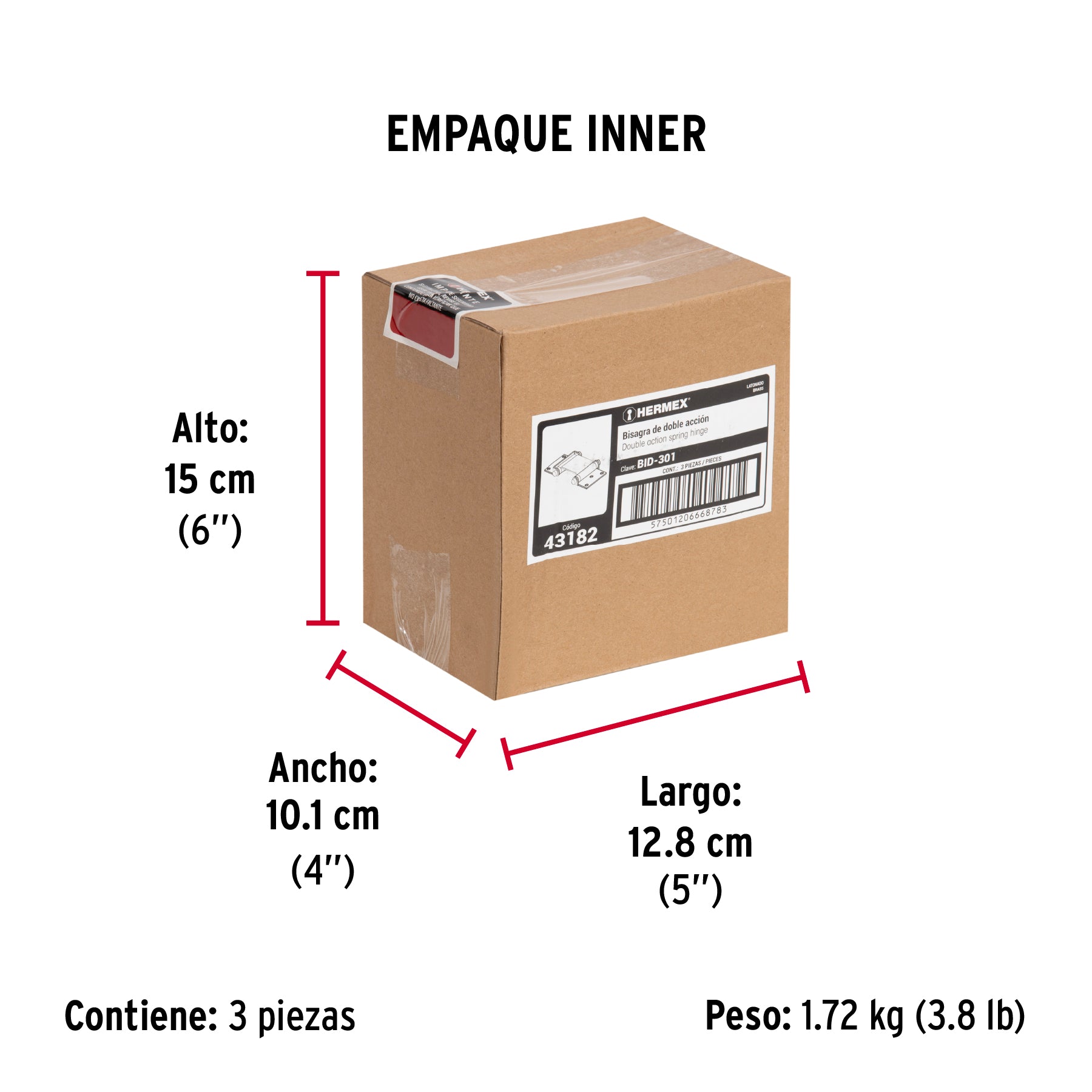 Bisagra doble acción 3", latón
