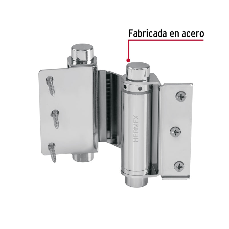 Bisagra doble acción 3", cromo