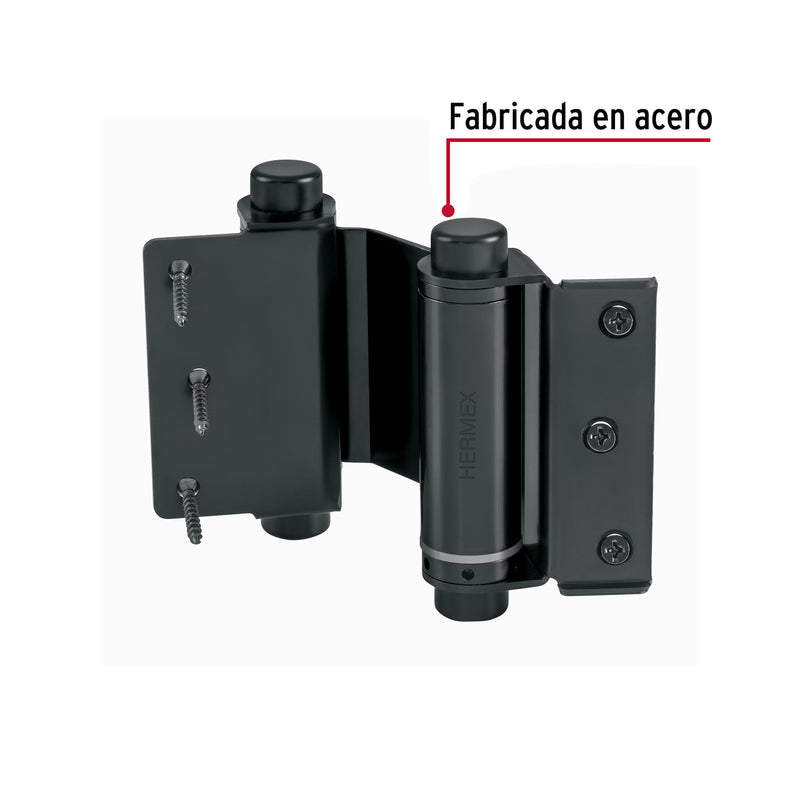 Bisagra doble acción 3", negra