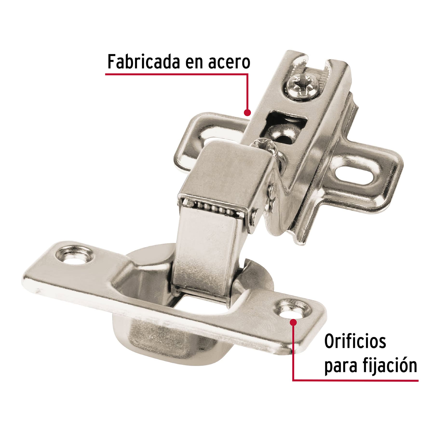 Bisagras bidimensional, 110°, cobertura interna, bolsa 2pzas