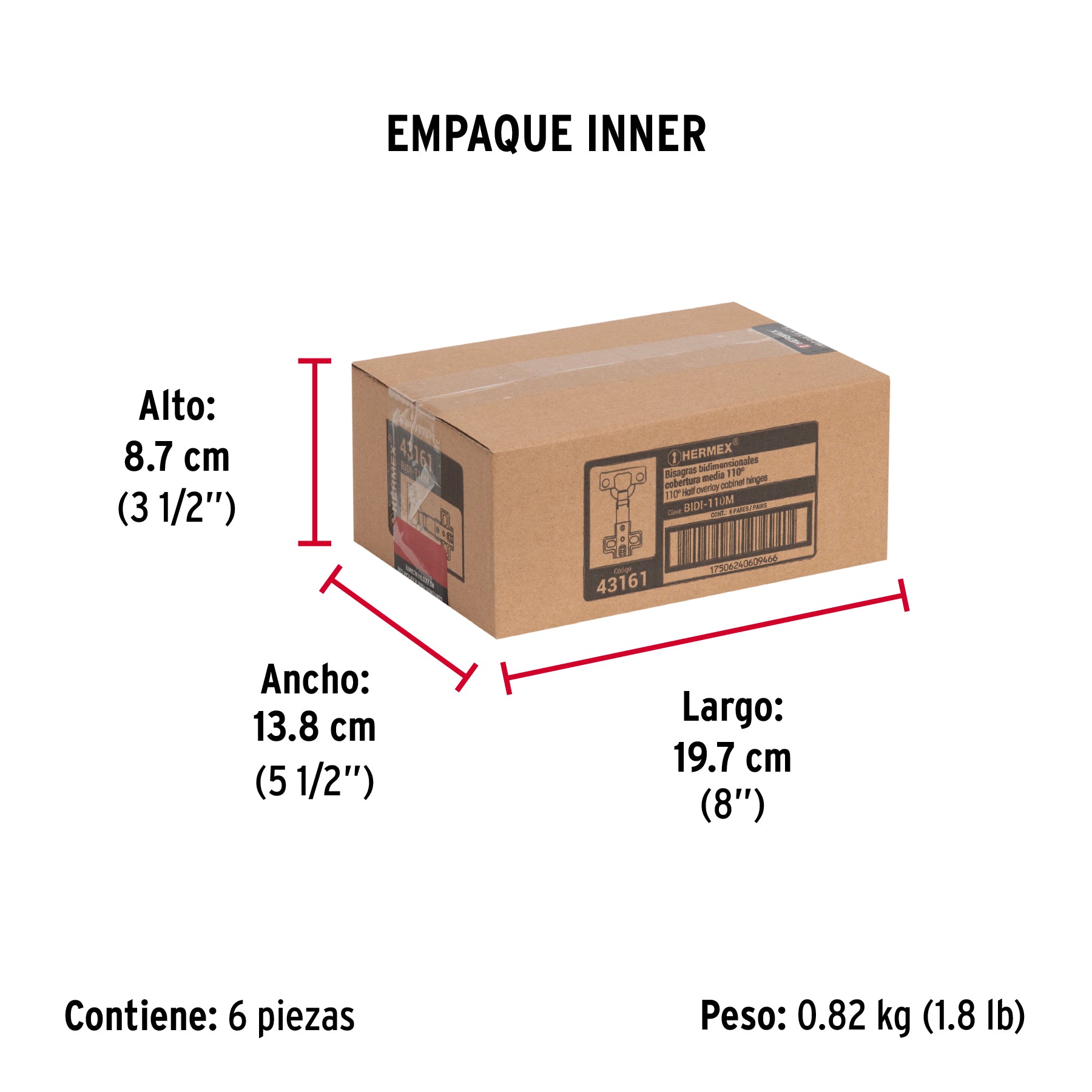 Bisagras bidimensional, 110°, cobertura media, bolsa 2 pzas
