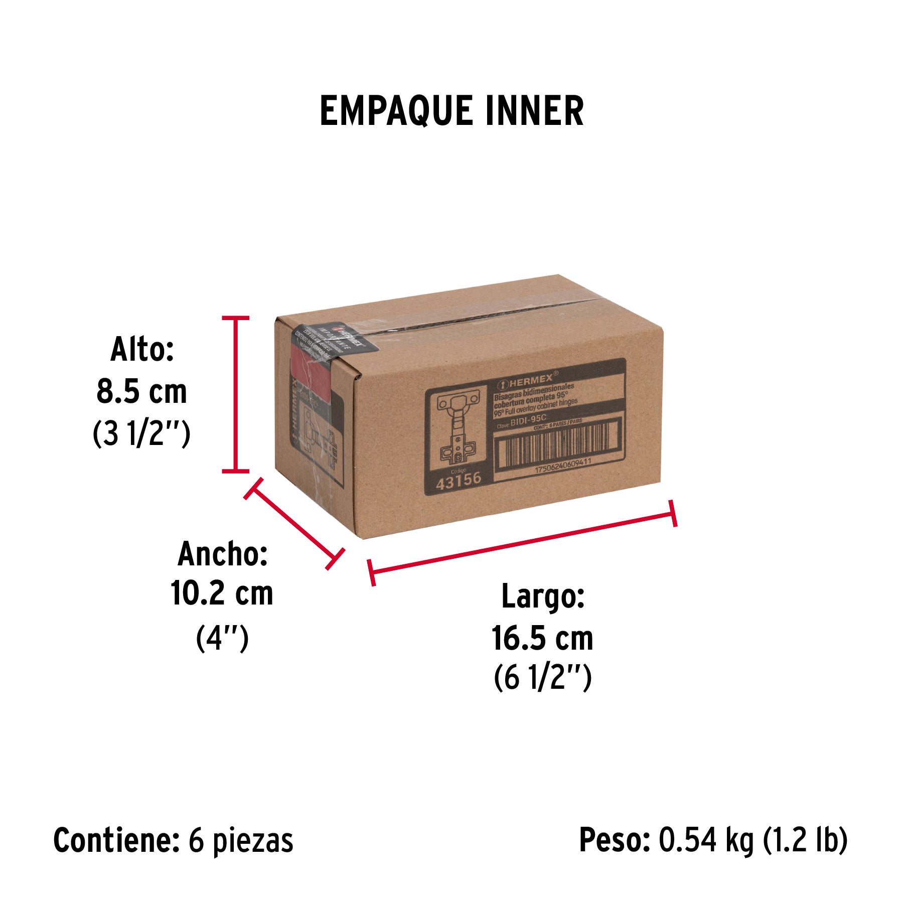Bisagras bidimensional, 95°, cobertura completa, bolsa 2pzas