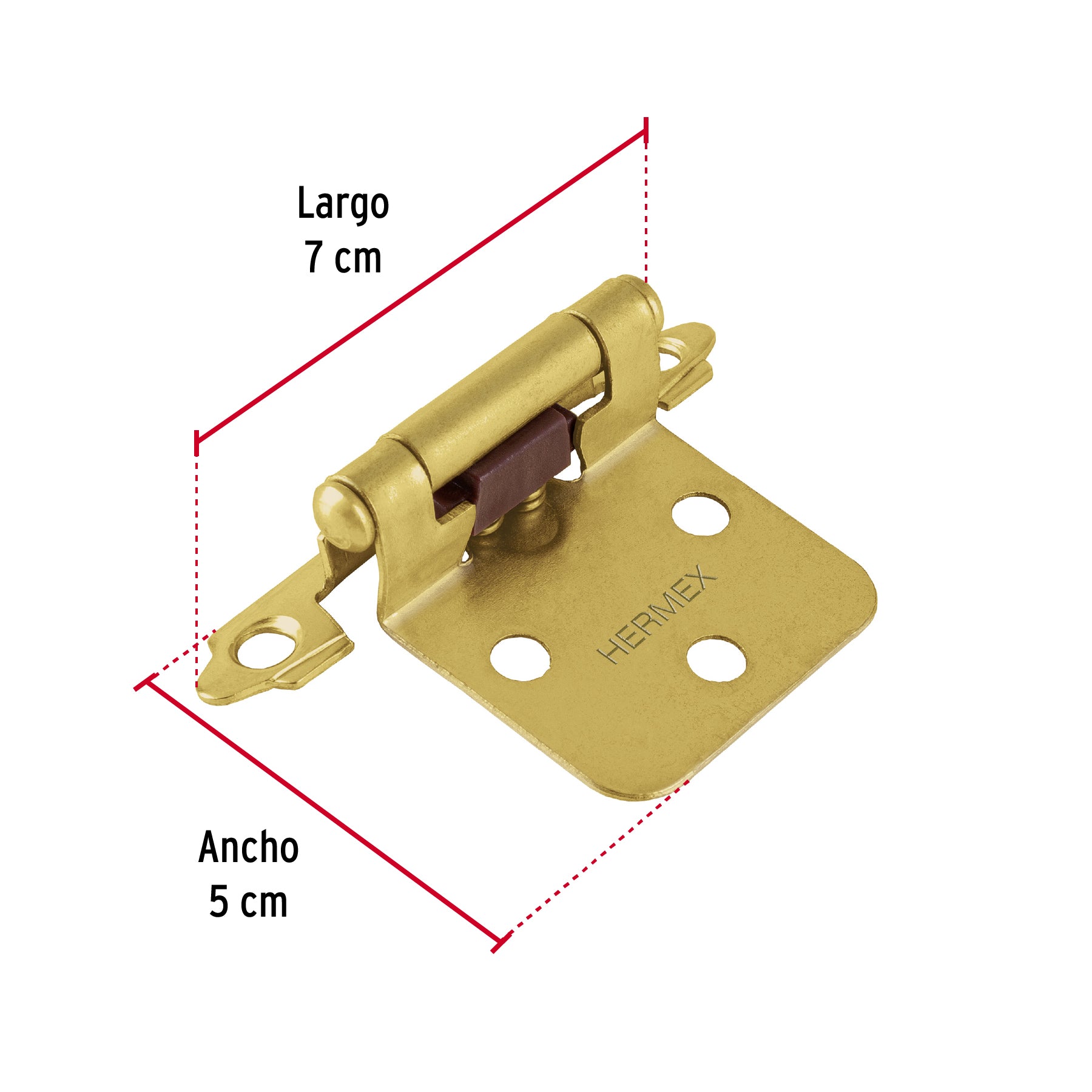Bolsa con 2 bisagras parche de 7cm, latonado, Hermex