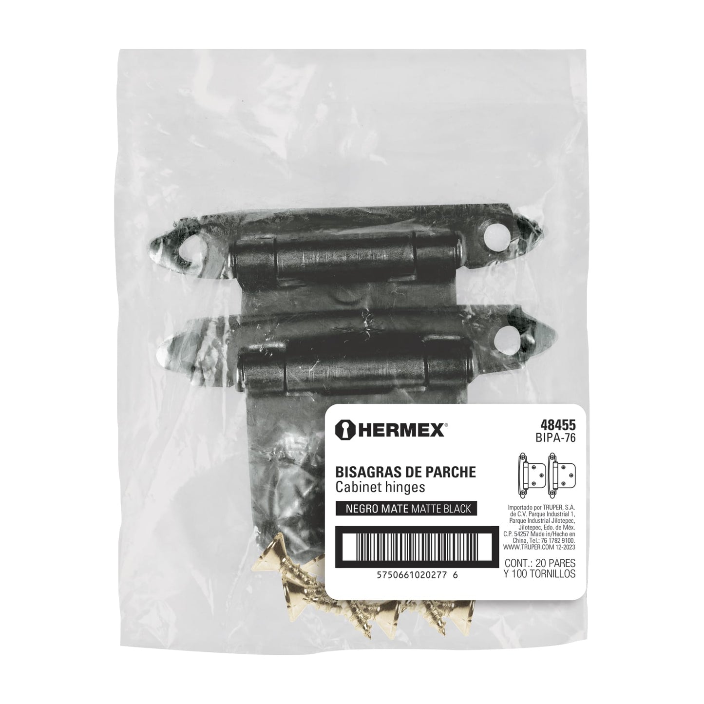 Bolsa con 2 bisagras parche de 7cm, negro, Hermex
