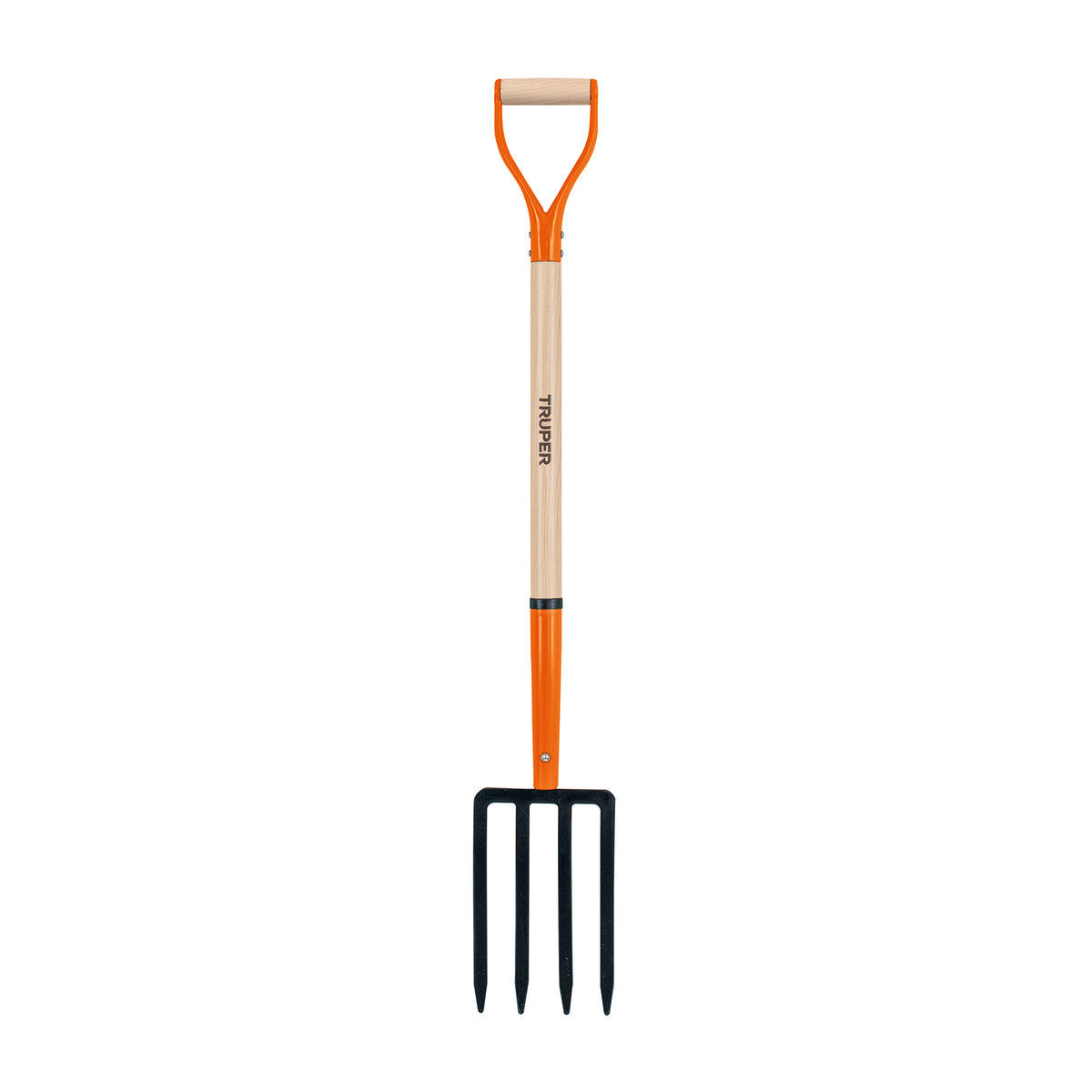 Bieldo para jardín, 4 dientes, puño metálico, mango 30"