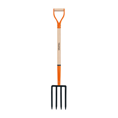 Bieldo para jardín, 4 dientes, puño metálico, mango 30"