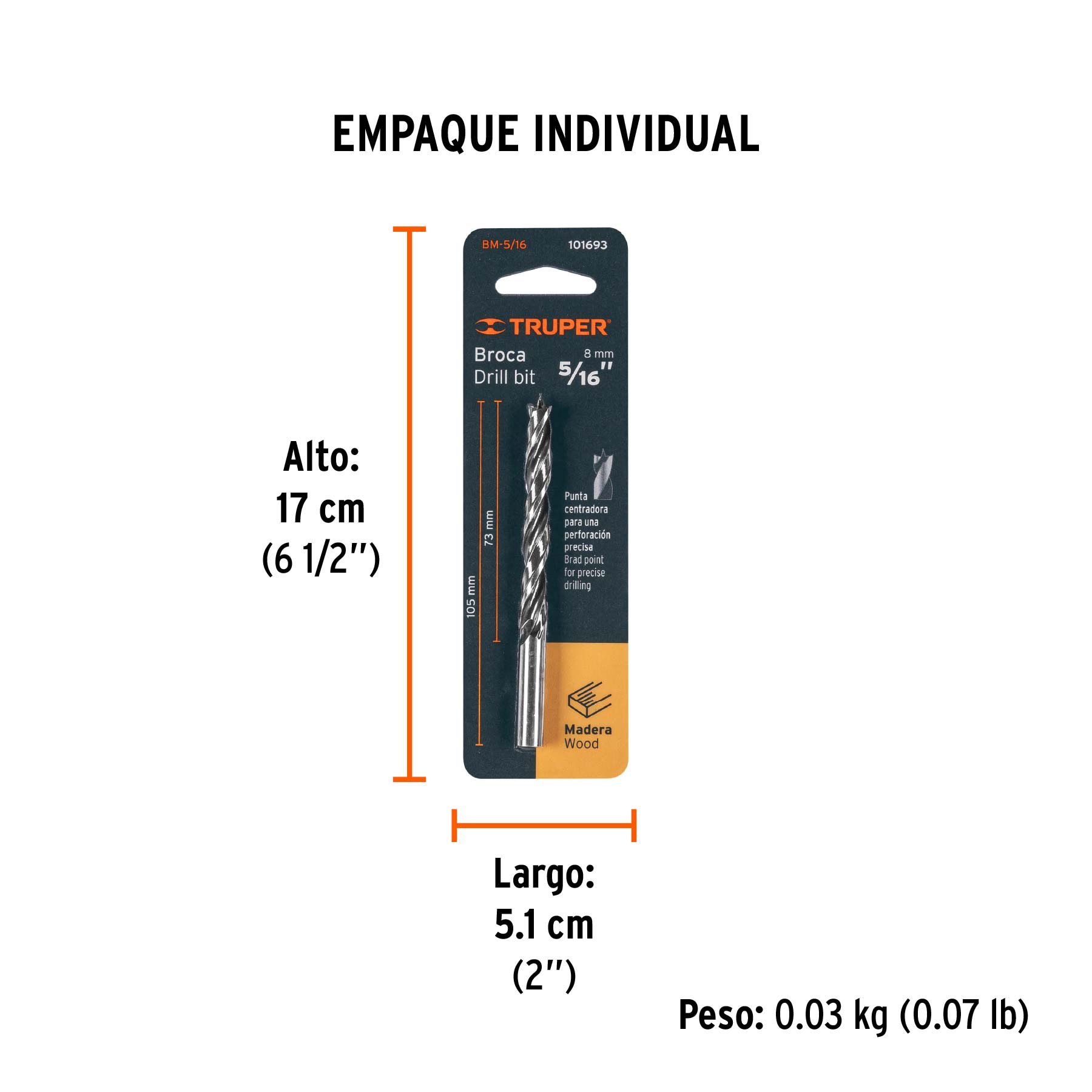 Broca para madera 5/16'