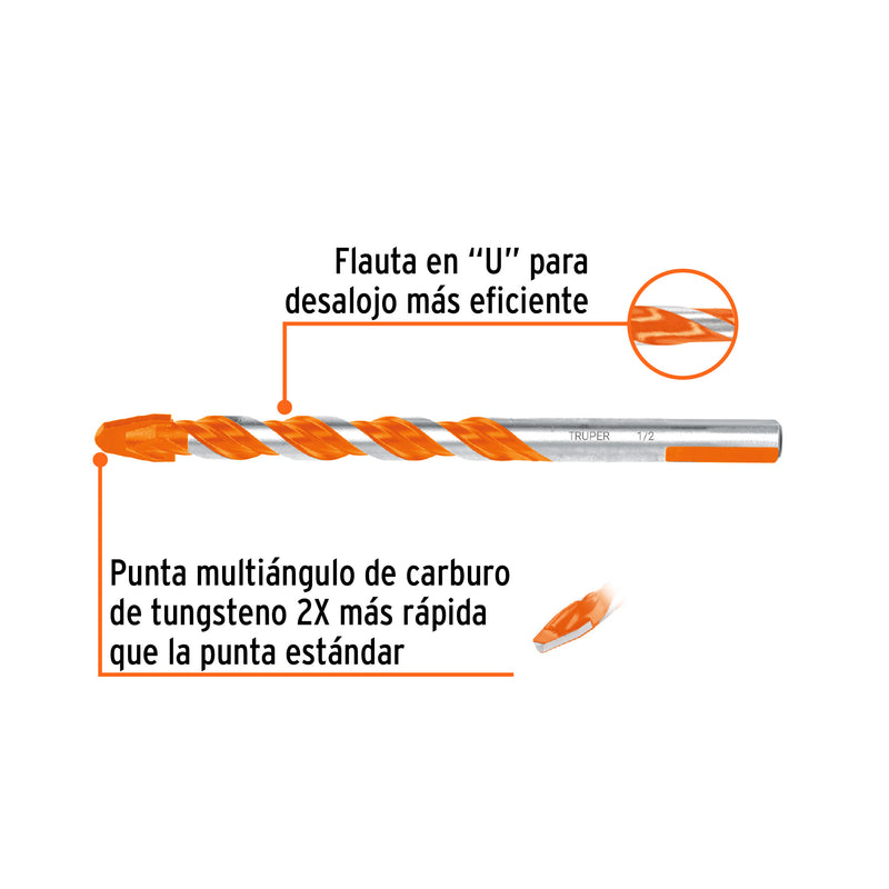Broca multimaterial 1/2 x 6'