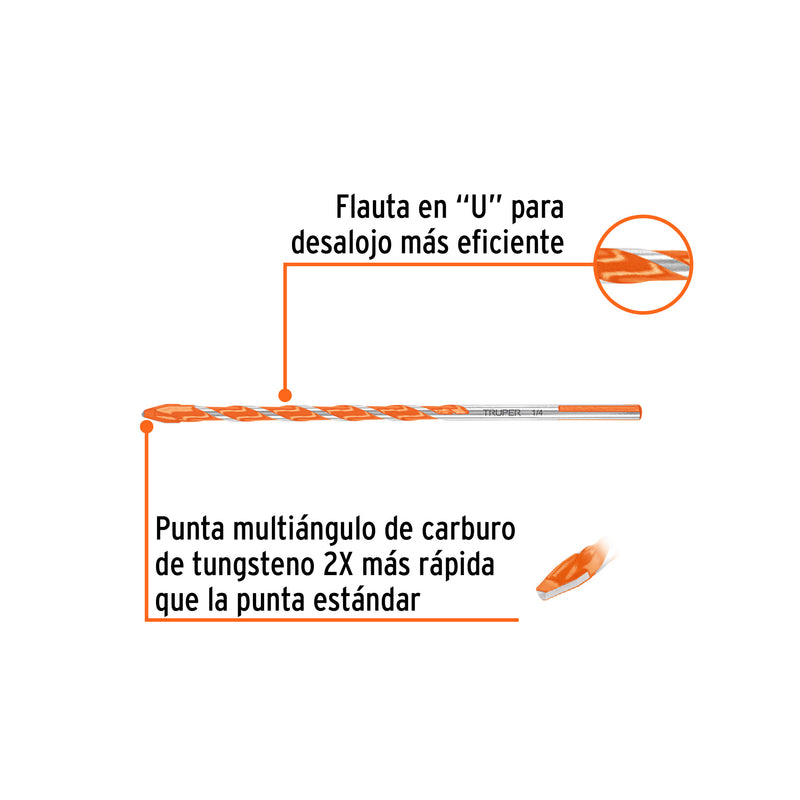 Broca multimaterial 1/4 x 6'