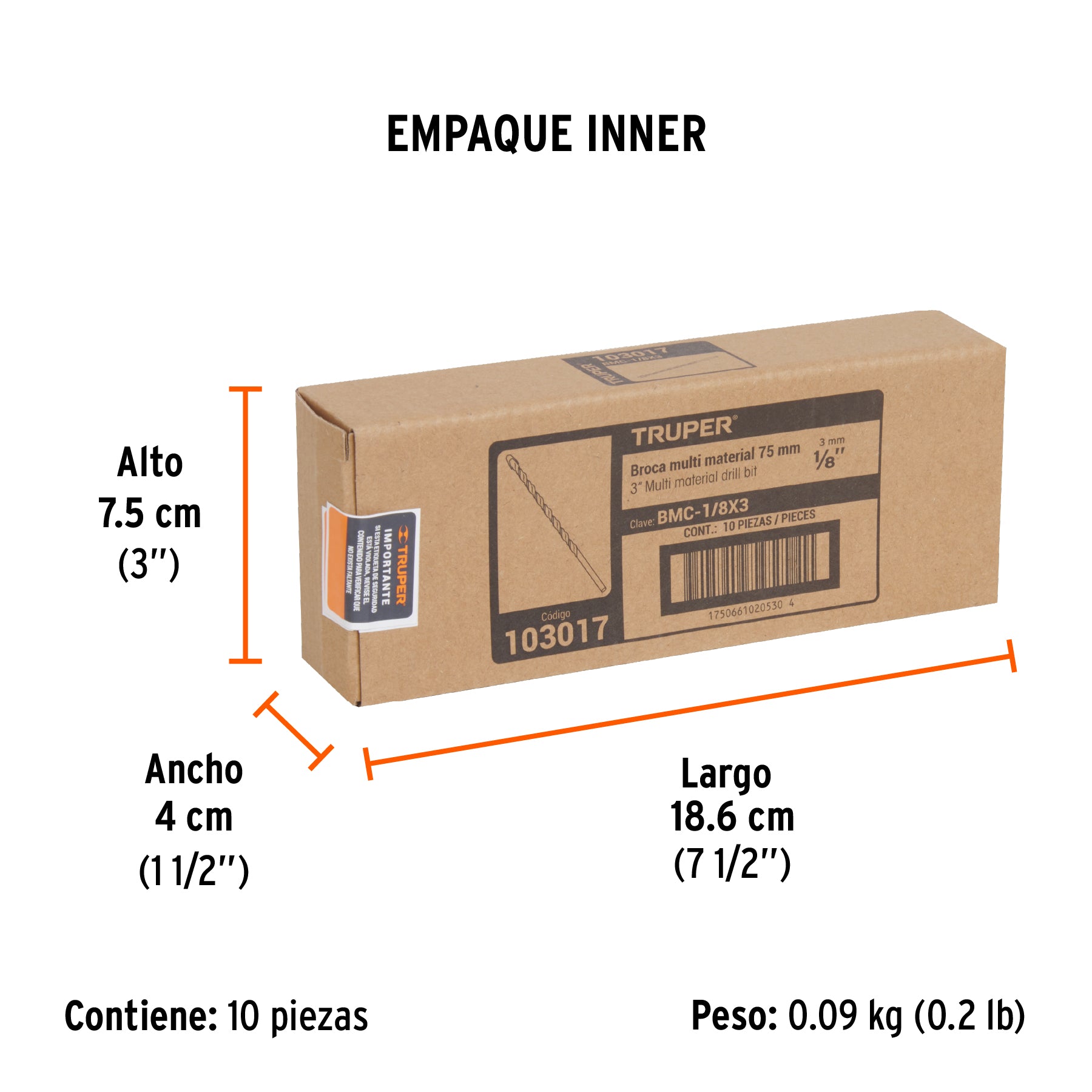 Broca multimaterial 1/8 x 3', Truper
