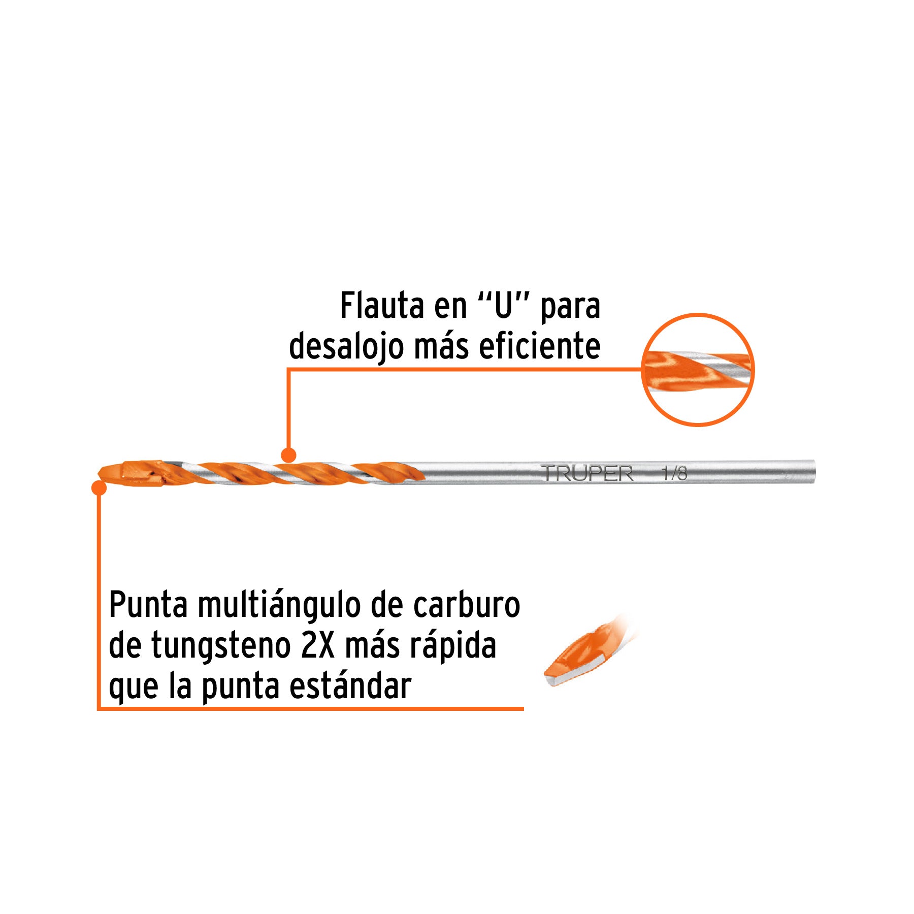 Broca multimaterial 1/8 x 3', Truper