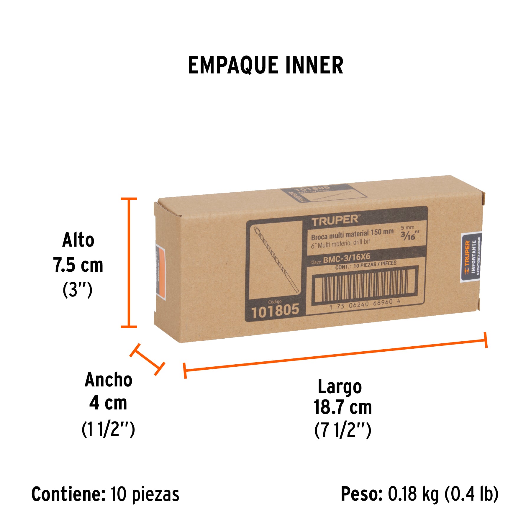 Broca multimaterial 3/16 x 6'
