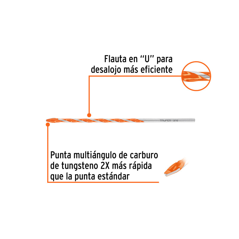 Broca multimaterial 3/16 x 6'