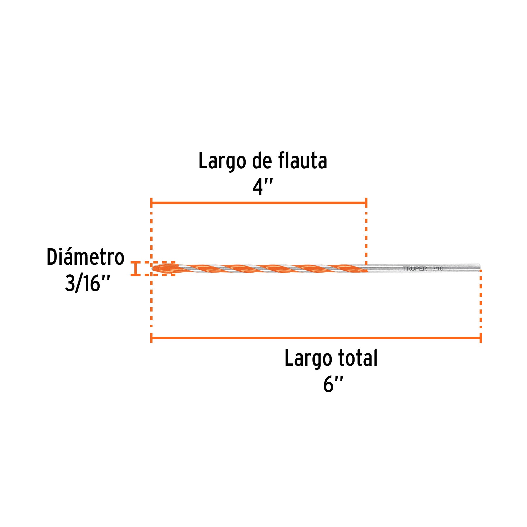 Broca multimaterial 3/16 x 6'
