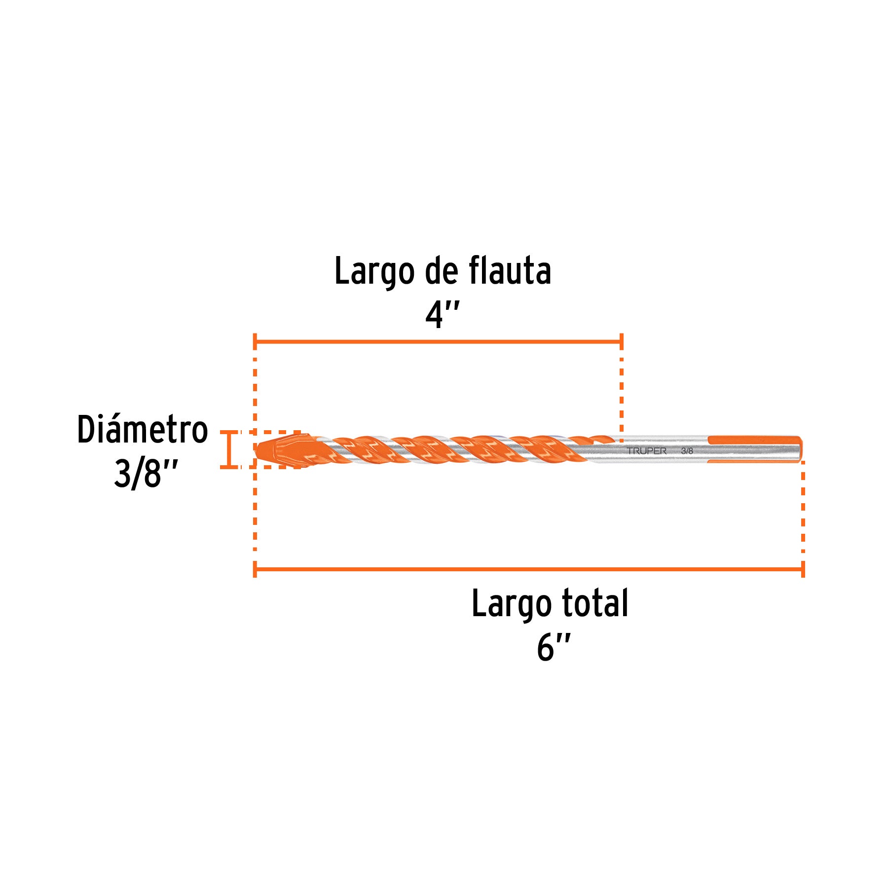 Broca multimaterial 3/8 x 6'