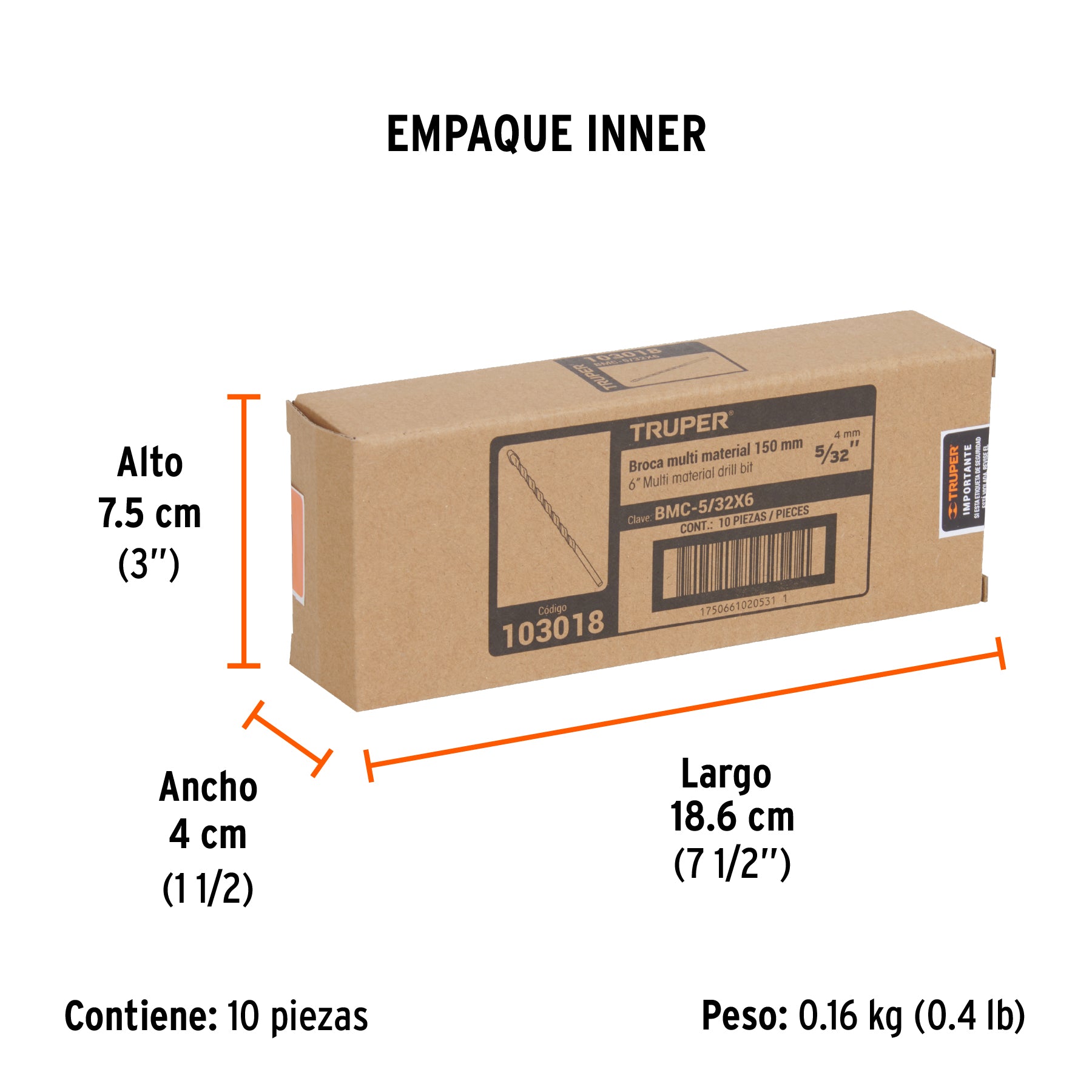 Broca multimaterial 5/32 x 6', Truper