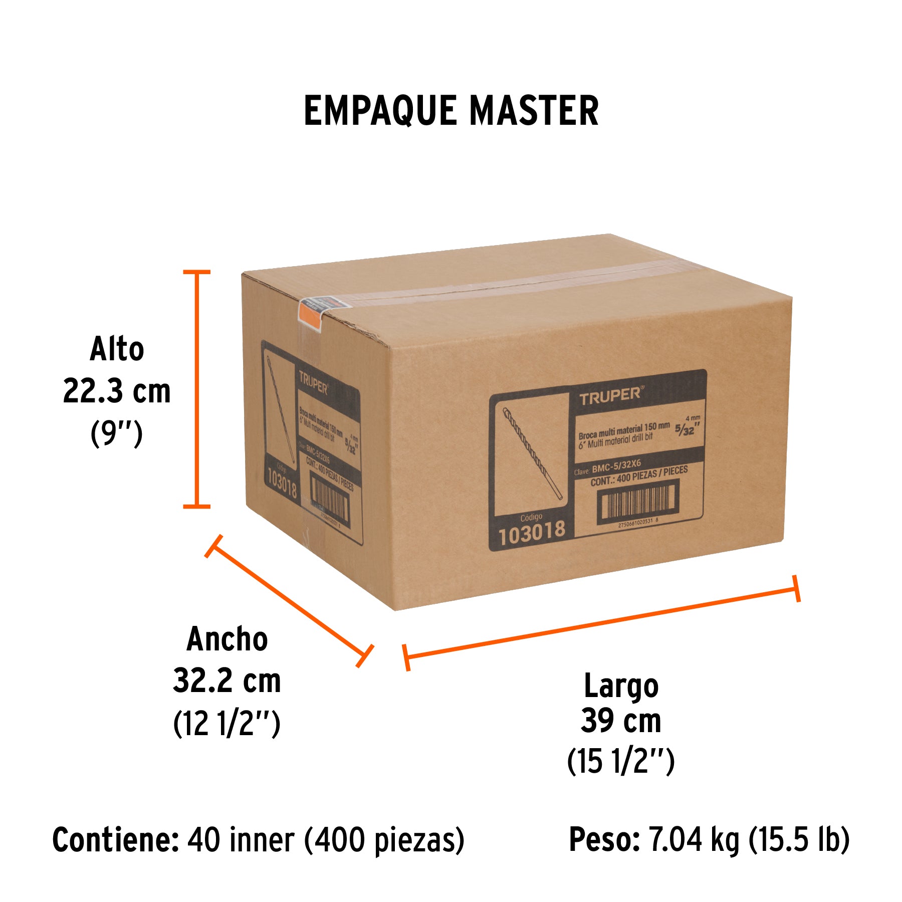 Broca multimaterial 5/32 x 6', Truper