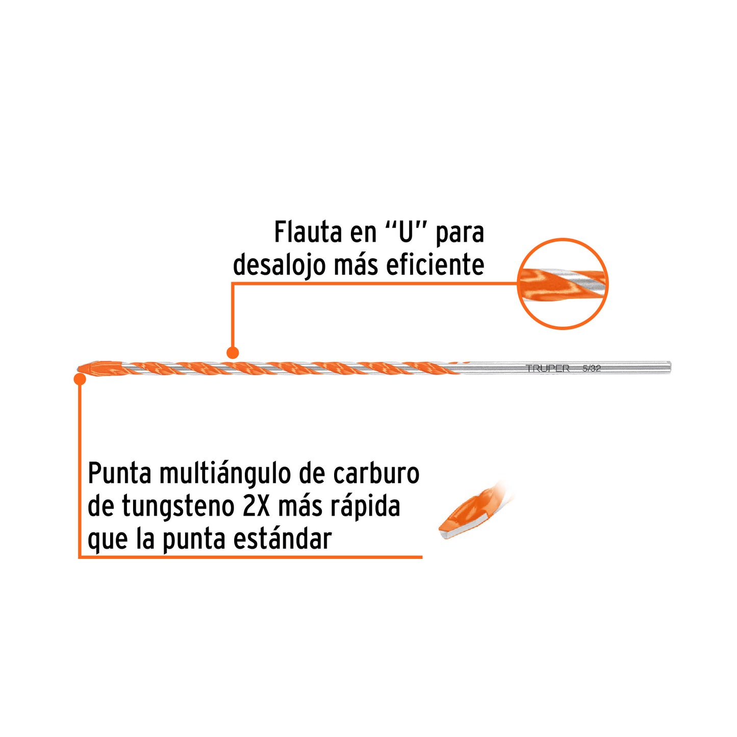 Broca multimaterial 5/32 x 6', Truper