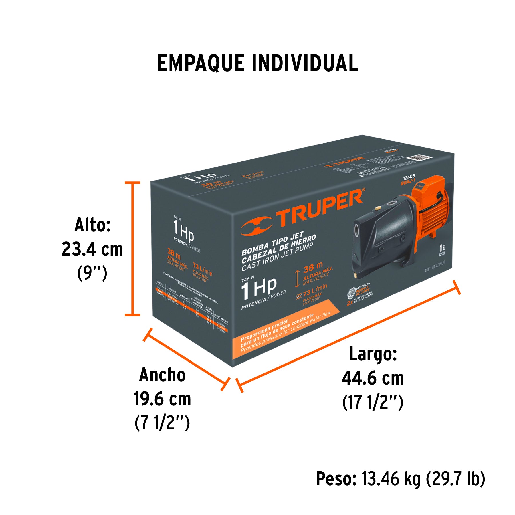 Bomba eléctrica para agua tipo jet 1 HP