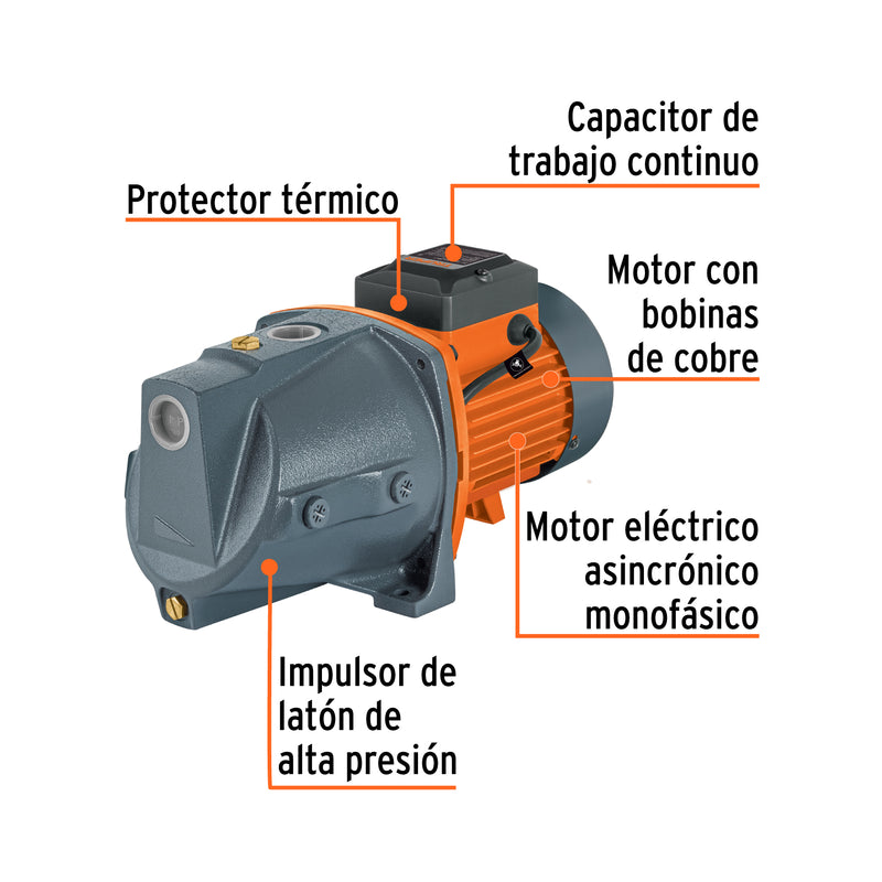 Bomba eléctrica para agua tipo jet 1 HP