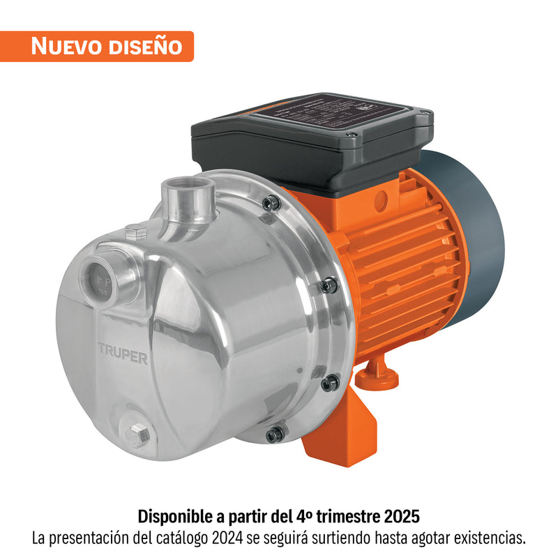 Bomba eléctrica para agua, tipo jet, acero inoxidable, 3/4HP