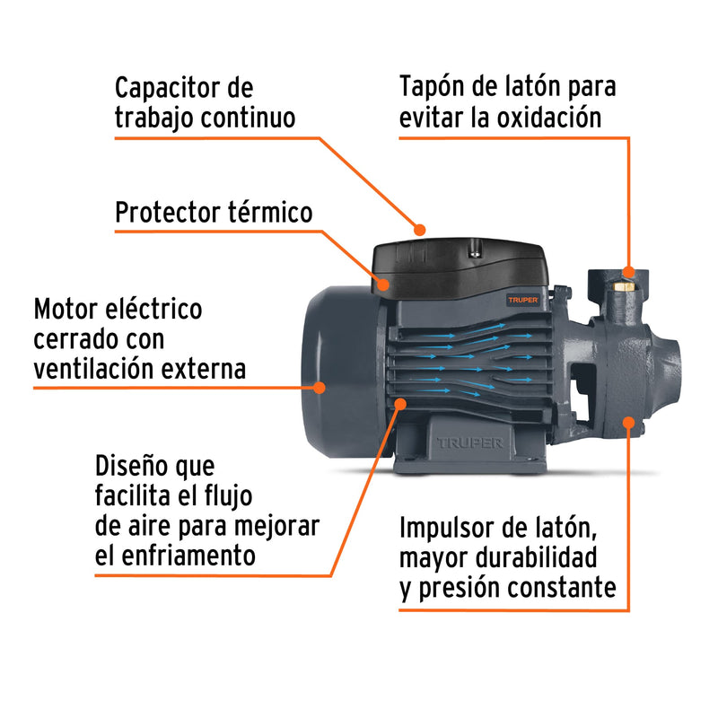 Bomba eléctrica periférica para agua 1/2 Hp