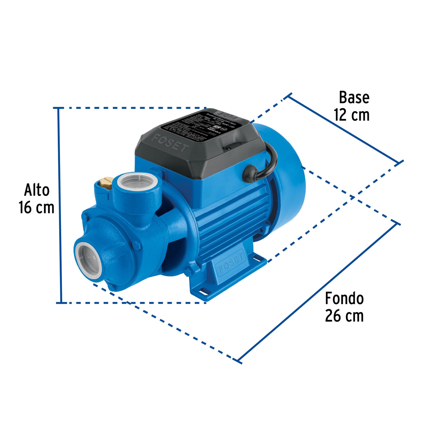 Bomba periférica 1/2 HP, altura máxima 30 m, Foset