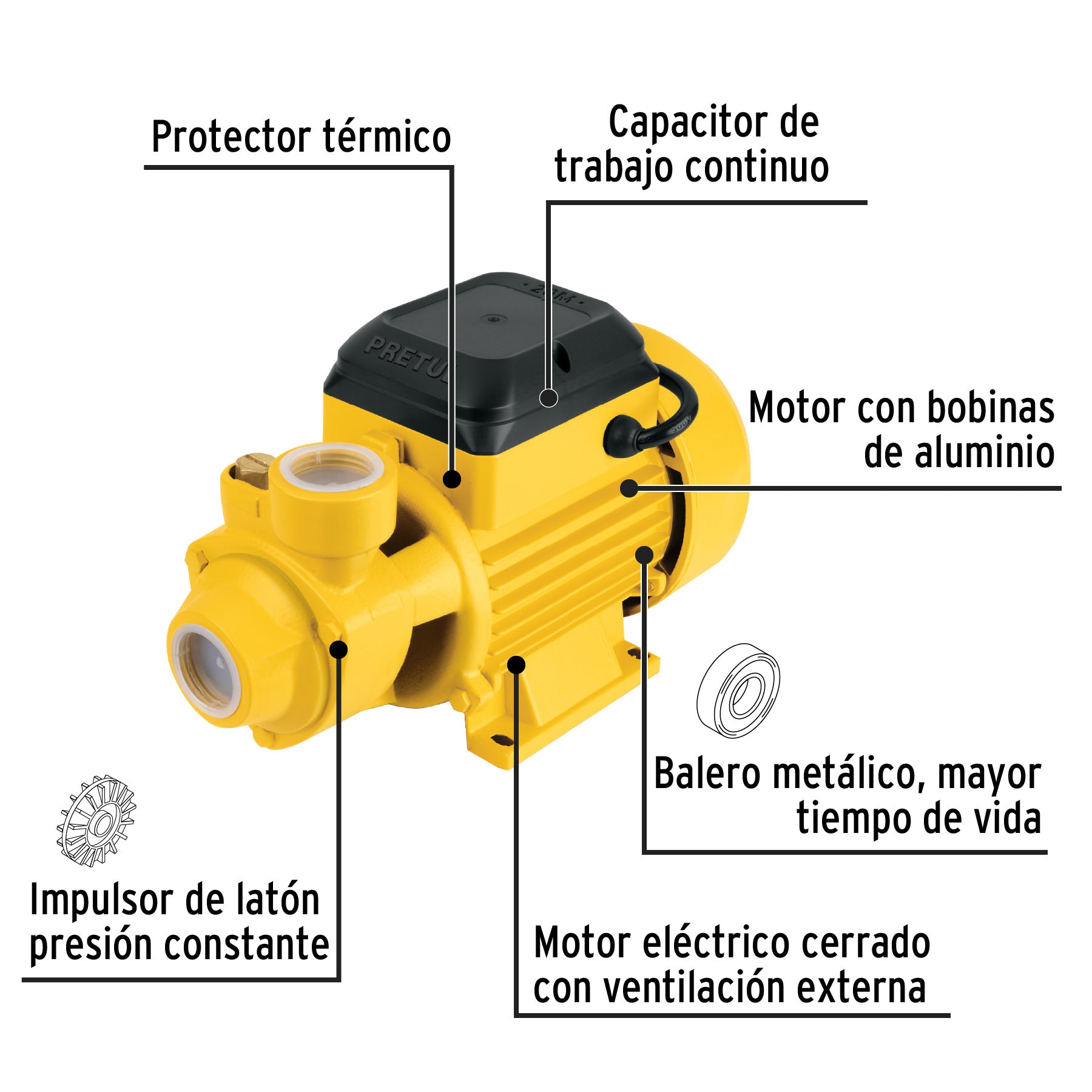 Bomba eléctrica periférica para agua 1/2 Hp, Pretul