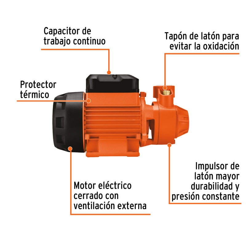 Bomba eléctrica periférica para agua 1/2 HP, Truper Expert