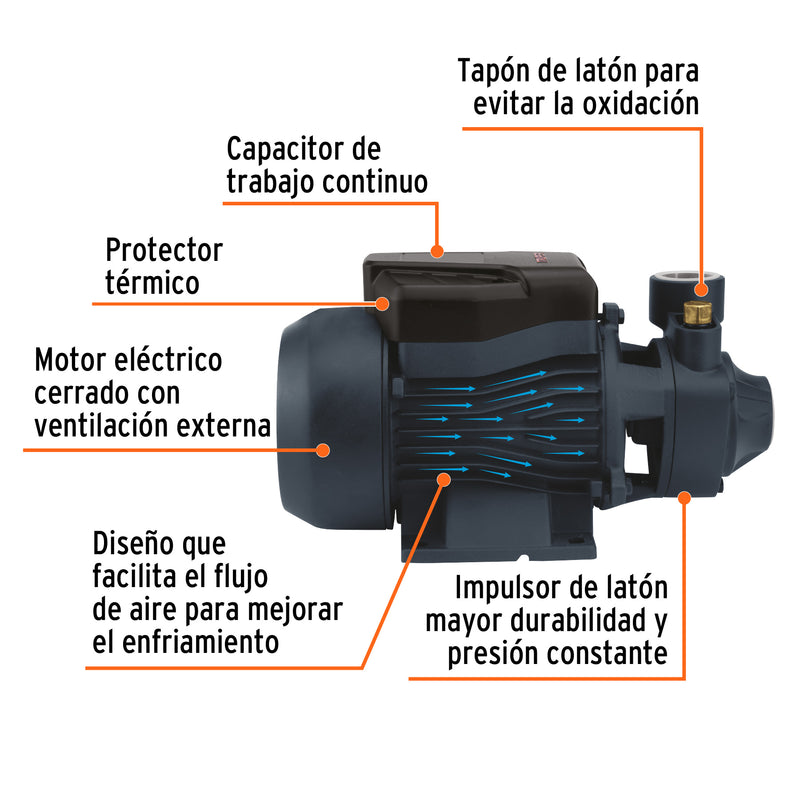 Bomba eléctrica periférica para agua 1 Hp