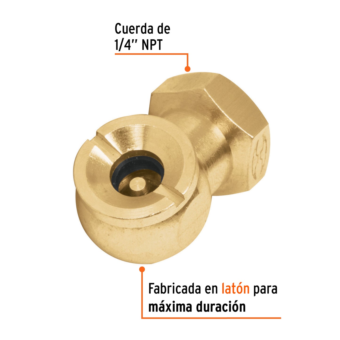 Inflador cabeza sencilla, hembra, cuerda 1/4 npt