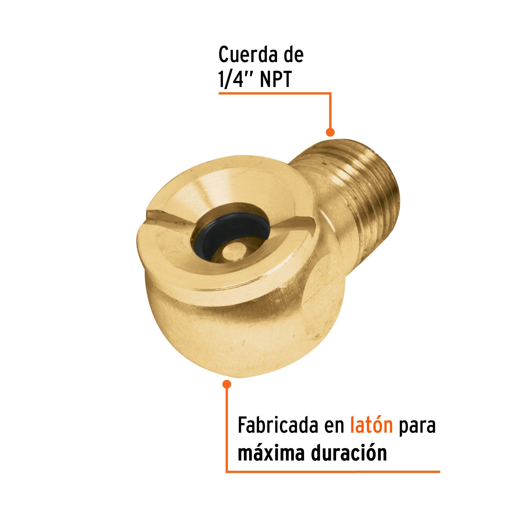 Inflador cabeza sencilla, macho, cuerda 1/4 npt