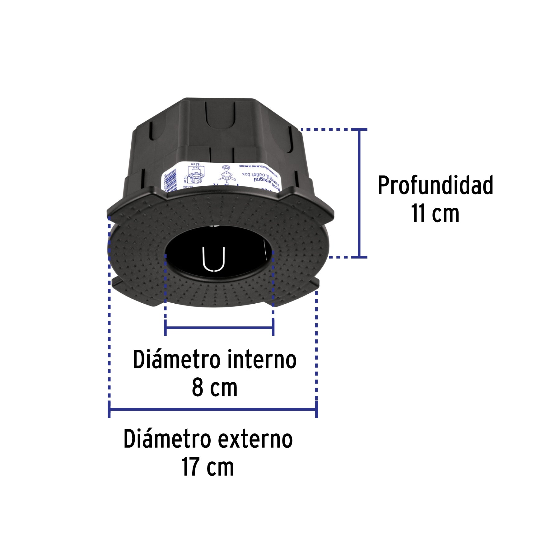 Bote integral de 10 cm, aro interno de 8 cm, Volteck