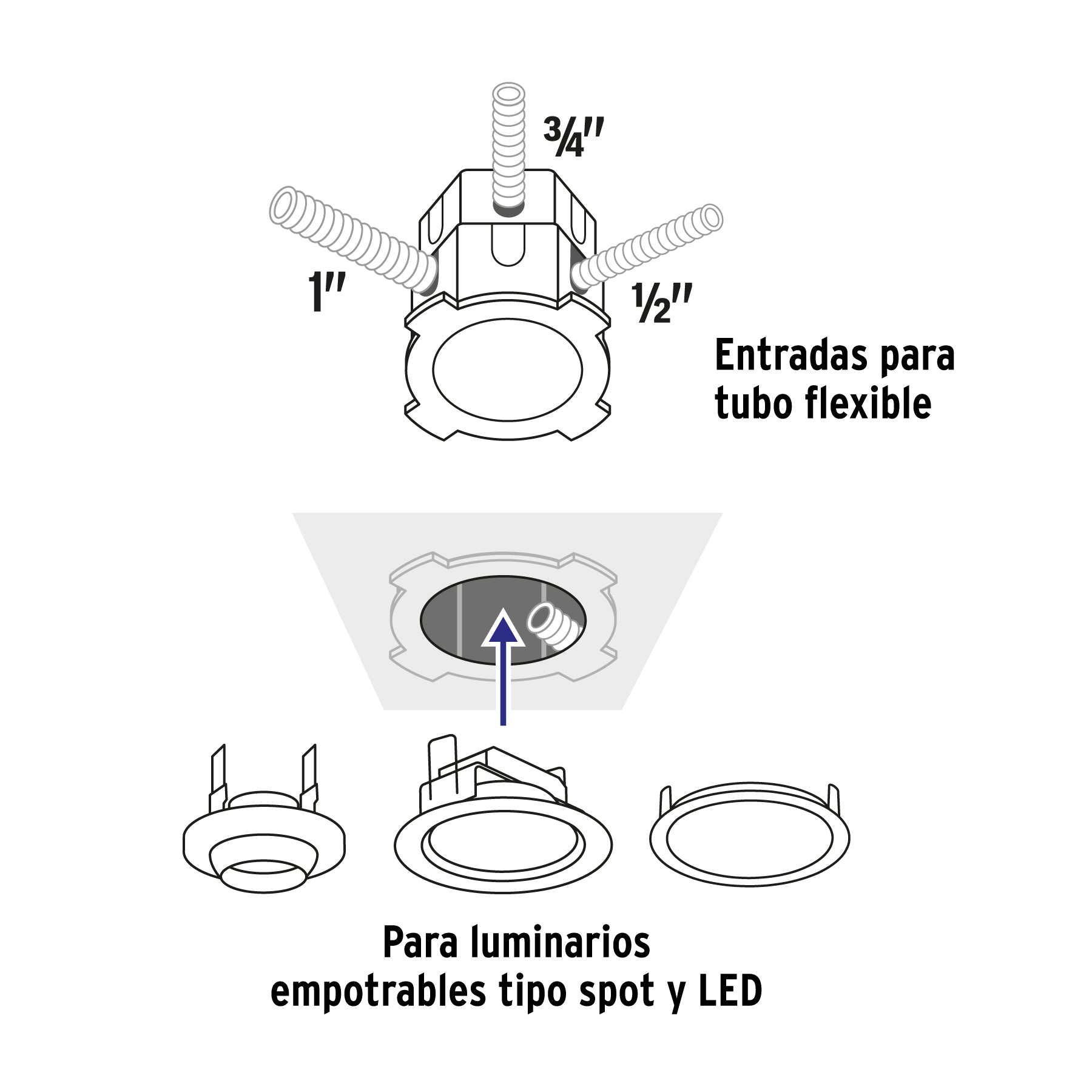 Bote integral de 8 cm, aro interno 8 cm, Volteck
