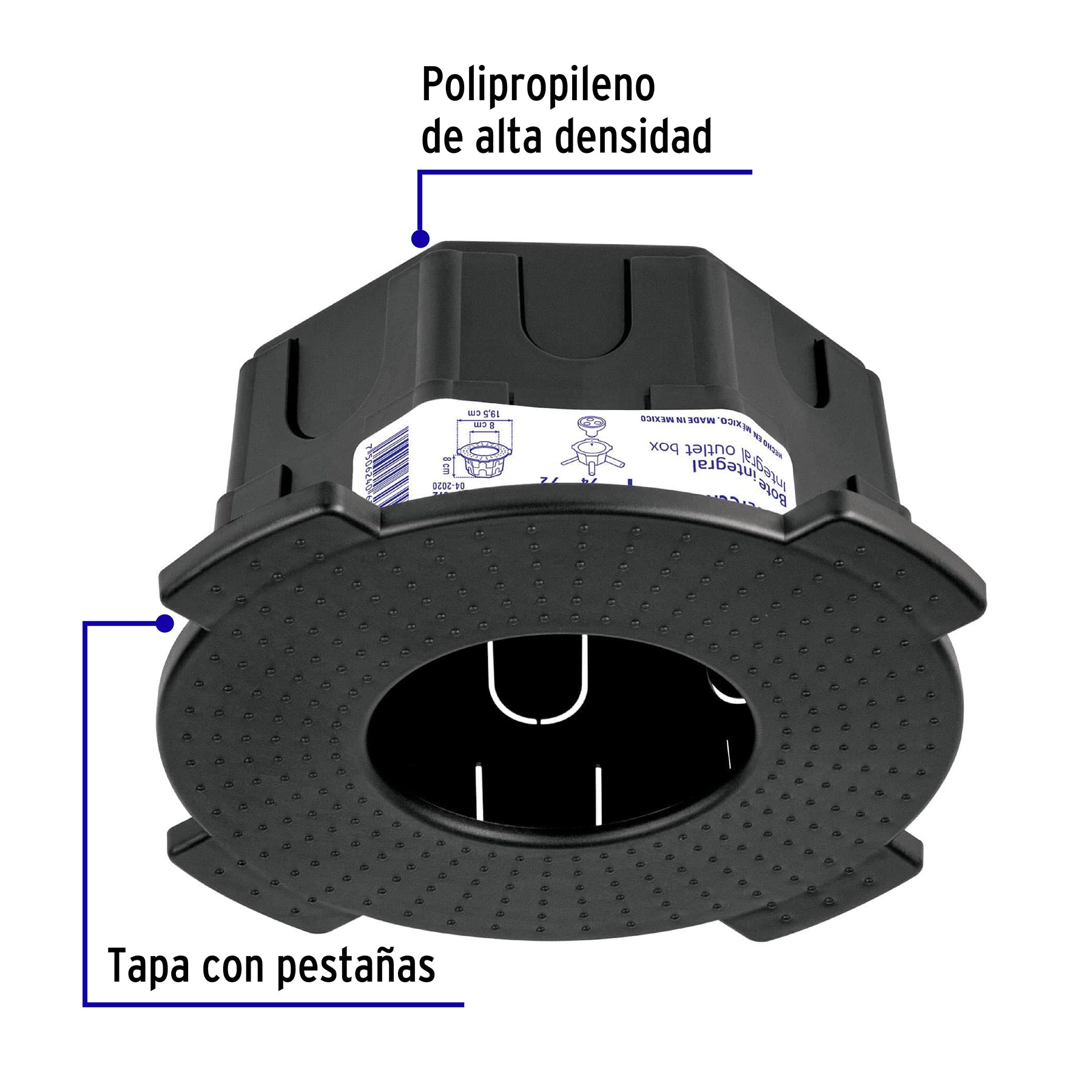 Bote integral de 8 cm, aro interno 8 cm, Volteck