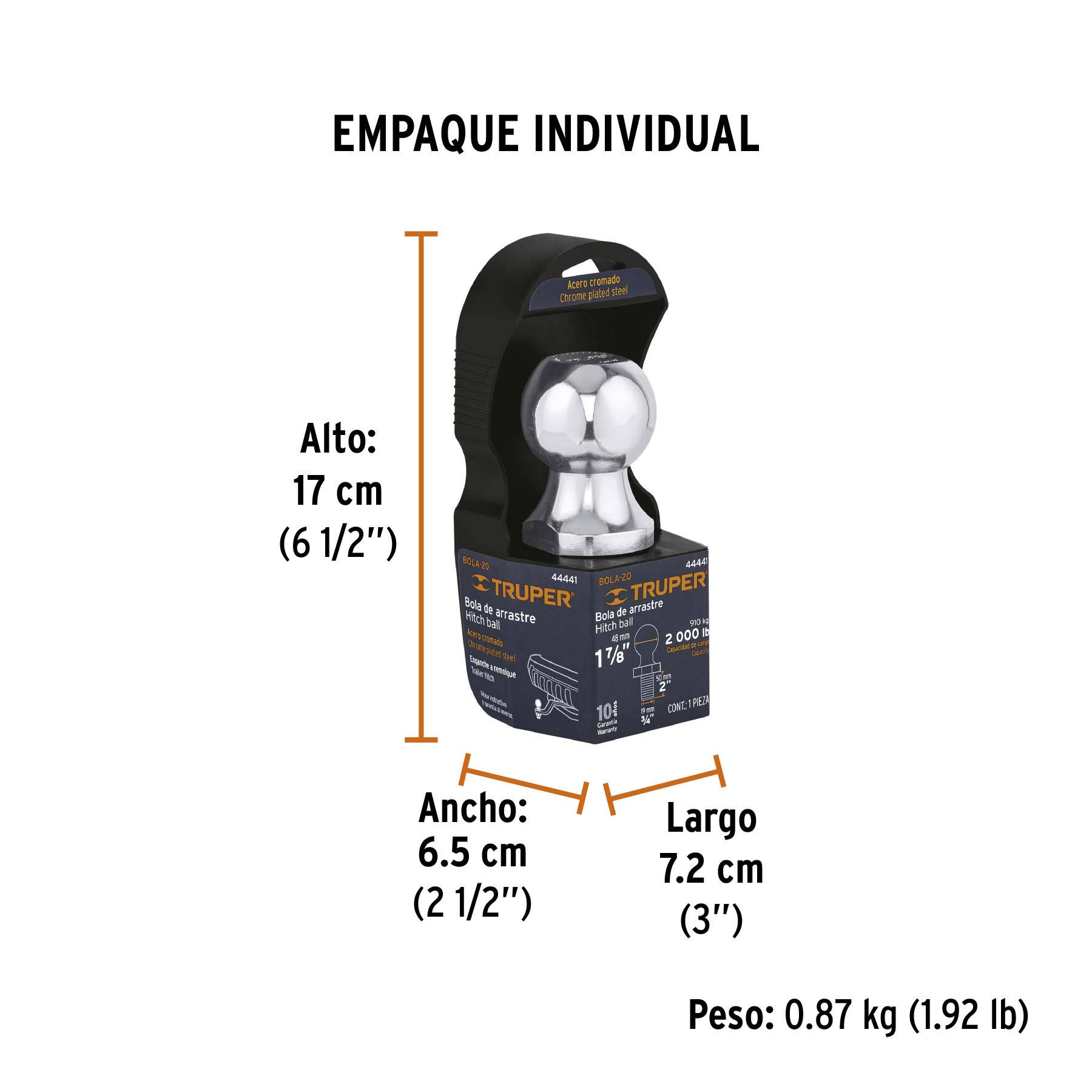 Bola de arrastre, capacidad 2000 lb