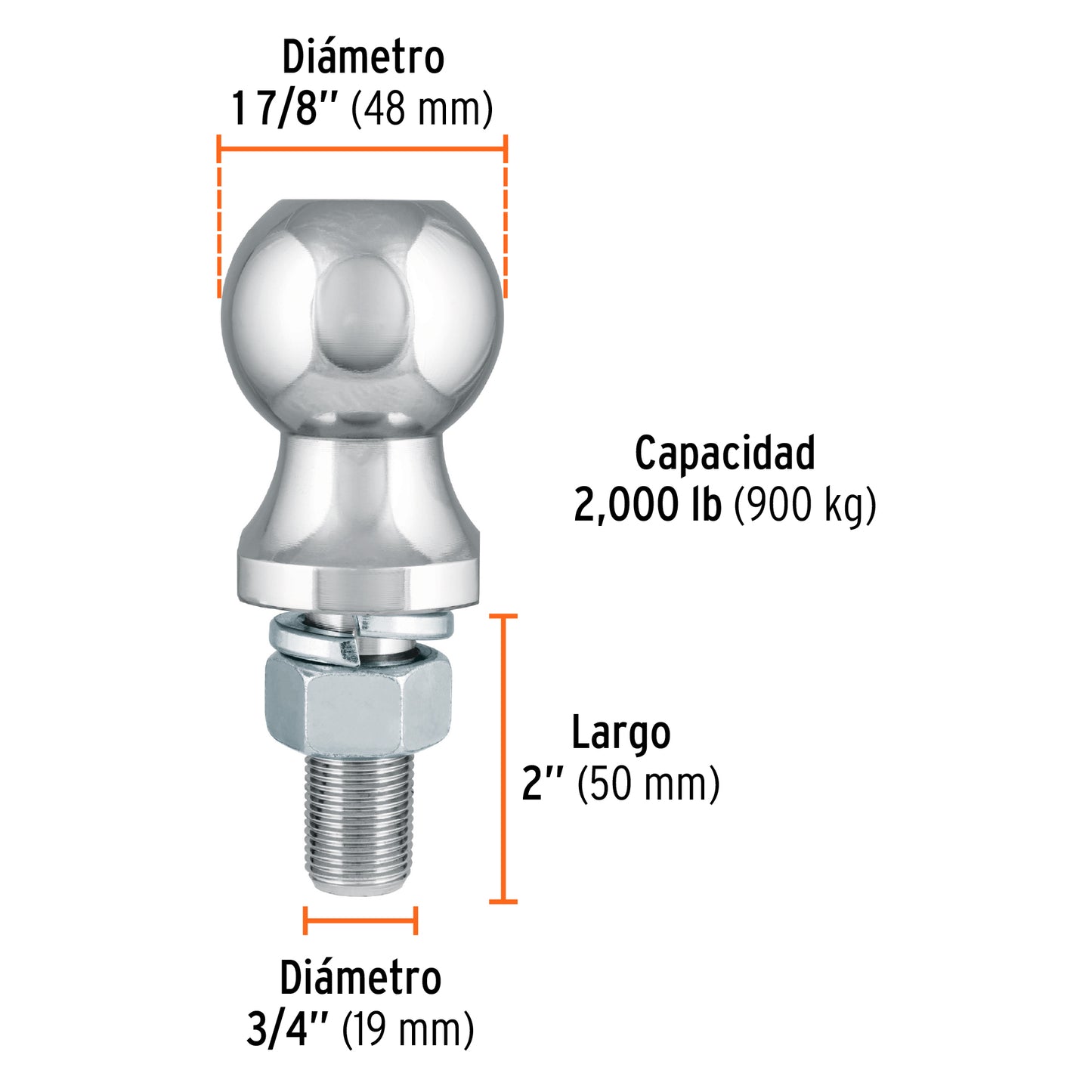 Bola de arrastre, capacidad 2000 lb
