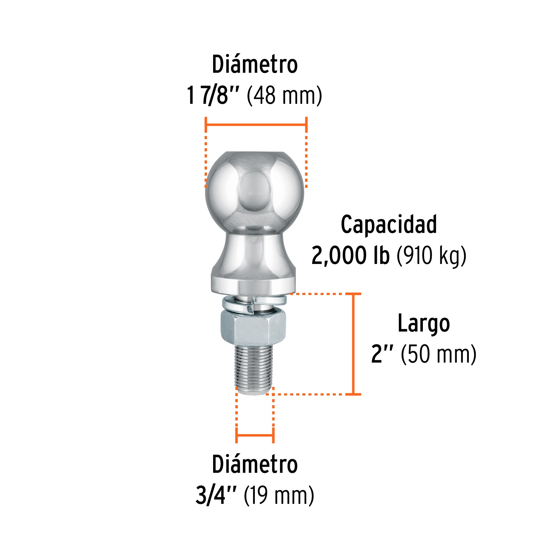 Bola de arrastre, capacidad 2000 lb