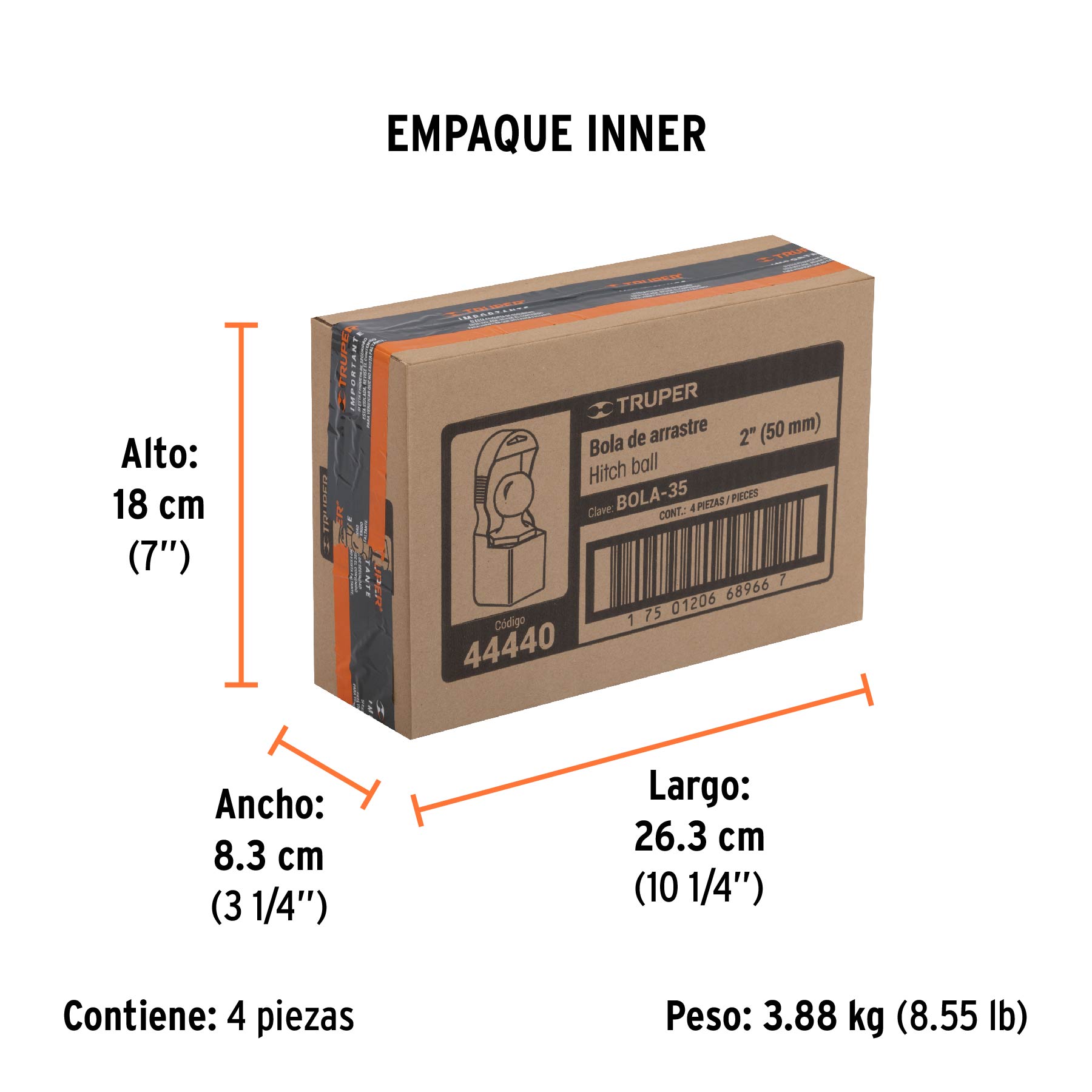 Bola de arrastre, capacidad 3500 lb