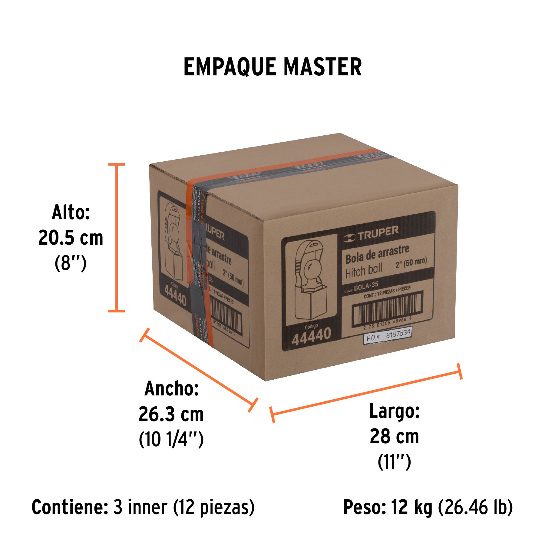 Bola de arrastre, capacidad 3500 lb